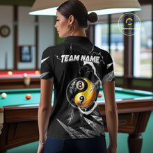 Load image into Gallery viewer, Personalized White Black 8 Ball 9 Ball Yin-Yang Billiard Shirt For Women, Lightning Pool Team Jersey TDM5879