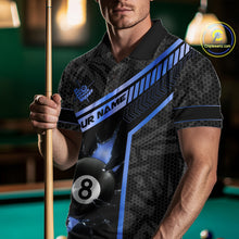 Load image into Gallery viewer, Black And Blue 8 Ball Break Glass Billiard Shirt For Men Custom Pool Team Jersey Polo &amp; 1/4 Zip TDM6254