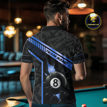Load image into Gallery viewer, Black And Blue 8 Ball Break Glass Billiard Shirt For Men Custom Pool Team Jersey Polo &amp; 1/4 Zip TDM6254