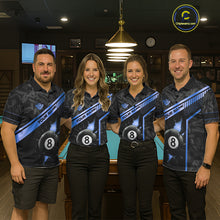 Load image into Gallery viewer, Black And Blue 8 Ball Break Glass Billiard Shirt For Men Custom Pool Team Jersey Polo &amp; 1/4 Zip TDM6254