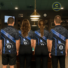 Load image into Gallery viewer, Black And Blue 8 Ball Break Glass Billiard Shirt For Men Custom Pool Team Jersey Polo &amp; 1/4 Zip TDM6254