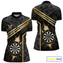 Load image into Gallery viewer, Black And Gold Break Glass Darts Shirt For Women Custom Darts Jersey Team Polo &amp; Quarter Zip Shirt TDM6255