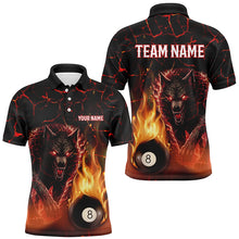 Load image into Gallery viewer, Custom 3D Wolf 8 Ball Fire Flame Billiard Polo, 1/4 Zip Shirts For Men Team League Billiard Jerseys TDM2450