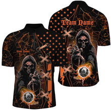 Load image into Gallery viewer, Orange Grim Reaper Lightning US Flag Billiard Shirts For Men,  Halloween Billiard Jerseys TDM2676