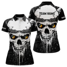 Load image into Gallery viewer, Personalized Black White Grunge Skull Ying And Yang Eyes Women Billiard Shirts, Funny Billiard Jersey TDM3166