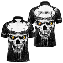 Load image into Gallery viewer, Personalized Black White Grunge Skull Ying And Yang Eyes Men Billiard Shirts, Funny Billiard Jersey TDM3166