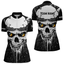 Load image into Gallery viewer, Personalized Black White Grunge Skull Ying And Yang Eyes Women Billiard Shirts, Funny Billiard Jersey TDM3166