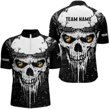 Load image into Gallery viewer, Personalized Black White Grunge Skull Ying And Yang Eyes Men Billiard Shirts, Funny Billiard Jersey TDM3166