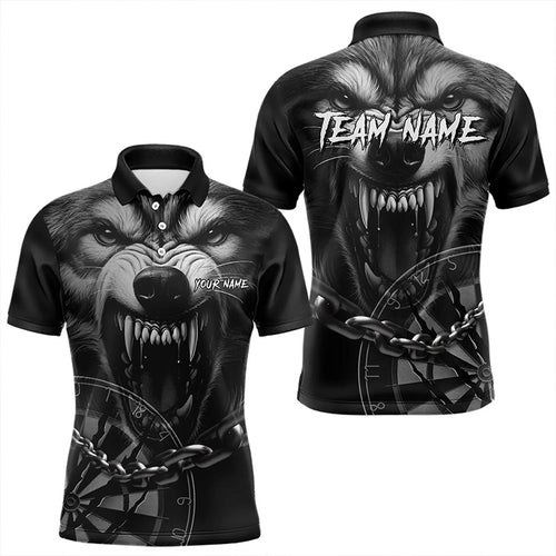Personalized Snarling Wolf Darts Polo & Quarter Zip Custom Dart Shirts For Men Cool Dart Jerseys TDM3374