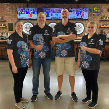 Load image into Gallery viewer, Personalized Blue Sugar Skull Darts Shirt For Women Custom Darts Jersey Team Polo &amp; Quarter Zip TDM6263