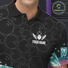 Load image into Gallery viewer, Custom Pink Turquoise Diamonds Bowling Shirt For Men, Glowing Bowling Team Jersey Polo &amp; 1/4 Zip TDM6270