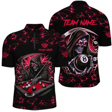 Load image into Gallery viewer, Red Funny Grim Reaper 8 Ball Pool Men Billiard Shirts Custom Name Lightning Billiard Jerseys TDM2159