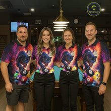 Load image into Gallery viewer, Colorful Billiard Balls Panther 8 Ball Pool Shirt For Women Custom Billiard Jersey Polo &amp; 1/4 Zip TDM5669