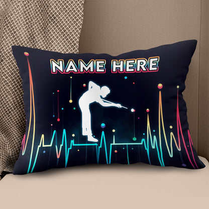 Funny Colorful Heartbeat Billiard Player Throw Pillow Custom Pool Throw Pillow TDM0893