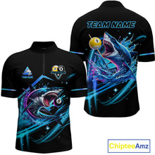 Load image into Gallery viewer, Blue 8 Ball &amp; 9 Ball Pool Billiard Shark Polo &amp; Quarter Zip For Men Custom Team Billiard Jerseys TDM3853
