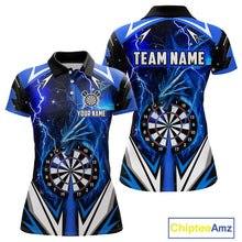 Load image into Gallery viewer, Blue Darts Jerseys Custom Thunder Lightning Dragon Dart Shirt Team Polo &amp; Quarter Zip For Women TDM4314