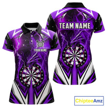 Load image into Gallery viewer, Purple Darts Jerseys Custom Thunder Lightning Dragon Dart Shirt Team Polo &amp; Quarter Zip For Women TDM4316