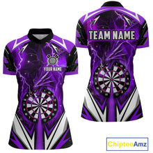 Load image into Gallery viewer, Purple Darts Jerseys Custom Thunder Lightning Dragon Dart Shirt Team Polo &amp; Quarter Zip For Women TDM4316