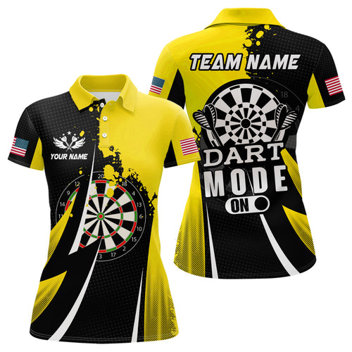 Personalized Yellow Dart Mode On Women Darts Polo & Quarter-Zip Shirt Custom Darts Jersey Team Shirts TDM1654