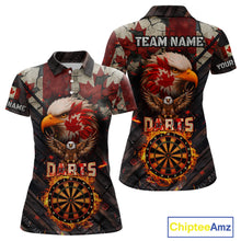 Load image into Gallery viewer, Canada Flag 3D Dartboard Fire Flame Custom Eagle Darts Shirt For Women, Patriotic Darts Team Jersey TDM4148