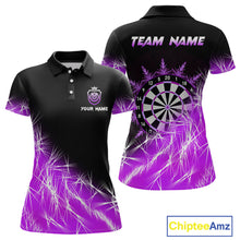 Load image into Gallery viewer, Purple Icy Lights Womens Darts Polo &amp; Quarter Zip Custom Dart Shirts For Team Darts Jerseys Outfit TDM4149