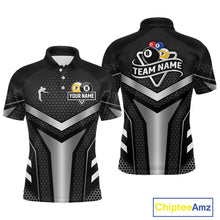 Load image into Gallery viewer, Personalized Billiard 8 Ball &amp; 9 Ball Pool Polo, 1/4 Zip For Men Custom Team Billiard Jersey|White TDM4153