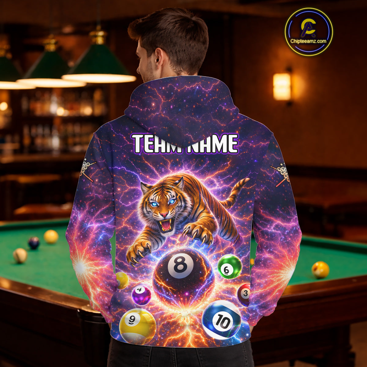 Colorful Pool Balls Tiger Billiard Hoodie For Men And Women Custom Thunder Lightning 8 Ball Hoodie TDM5685