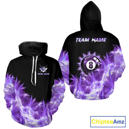 Purple Icy Light 8 Ball Pool Hoodie For Men And Women Custom Billiard Hoodie Team Jersey TDM5690
