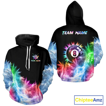 Colorful 8 Ball Pool Icy Light Billiard Hoodie For Men And Women Custom 8 Ball Hoodie Team Jersey TDM5691