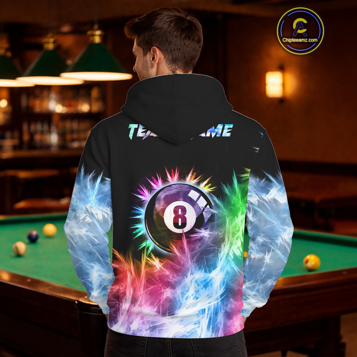 Colorful 8 Ball Pool Icy Light Billiard Hoodie For Men And Women Custom 8 Ball Hoodie Team Jersey TDM5691