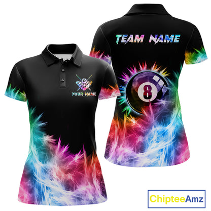 Colorful 8 Ball Pool Icy Light Billiard Polo & Quarter Zip For Women Custom Billiard Team Jerseys TDM5691