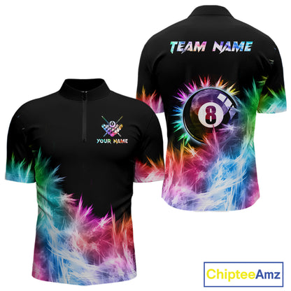Colorful 8 Ball Pool Icy Light Billiard Polo & Quarter Zip For Men Custom Billiard Team Jerseys TDM5691