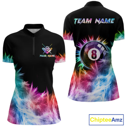 Colorful 8 Ball Pool Icy Light Billiard Polo & Quarter Zip For Women Custom Billiard Team Jerseys TDM5691