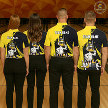 Load image into Gallery viewer, Custom Yellow Black Funny Duck Bowling Shirts For Women, Bowling Team Jersey Polo &amp; 1/4 Zip TDM6293