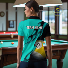 Load image into Gallery viewer, Black And Turquoise Billiard 8 Ball &amp; 9 Ball Pool Shirt For Women Custom Billiard Team Jersey TDM5164