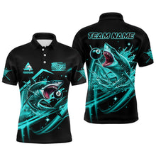 Load image into Gallery viewer, Turquoise 8 Ball Pool Billiard Shark Polo &amp; Quarter Zip For Men Custom Team League Billiard Jersey TDM3408