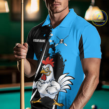 Load image into Gallery viewer, Blue Funny 10 Ball Pool Chicken Billiard Shirt For Men, Billiard Team Jersey Polo &amp; 1/4 Zip TDM6303