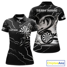 Load image into Gallery viewer, Custom Women&#39;s Dart Shirt – Black &amp; White Lightning Cobra Design – Personalized Dart Team Jersey TDM3882