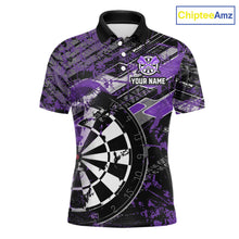 Load image into Gallery viewer, Personalized Purple Splatter Grunge Darts Shirt For Men Custom Darts Jersey Team Polo &amp; 1/4 Zip TDM6486