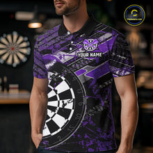 Load image into Gallery viewer, Personalized Purple Splatter Grunge Darts Shirt For Men Custom Darts Jersey Team Polo &amp; 1/4 Zip TDM6486