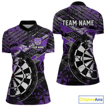 Load image into Gallery viewer, Personalized Purple Splatter Grunge Darts Shirt For Women Custom Darts Jersey Team Polo &amp; 1/4 Zip TDM6486