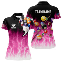 Load image into Gallery viewer, Pink Billiard Jersey For Women Custom Thunder Lightning 3D Pool Balls Team Jersey Polo &amp; 1/4 Zip TDM4562