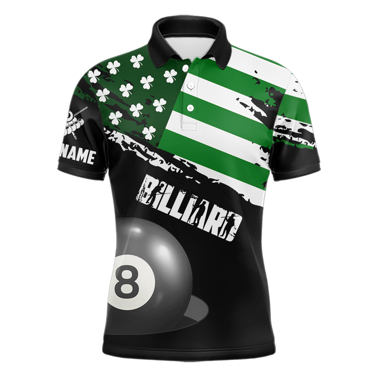 Personalized US Flag St Patrick Day Billiard Shirt For Men, Luckiest Shamrock 8 Ball Pool Jersey TDM5707