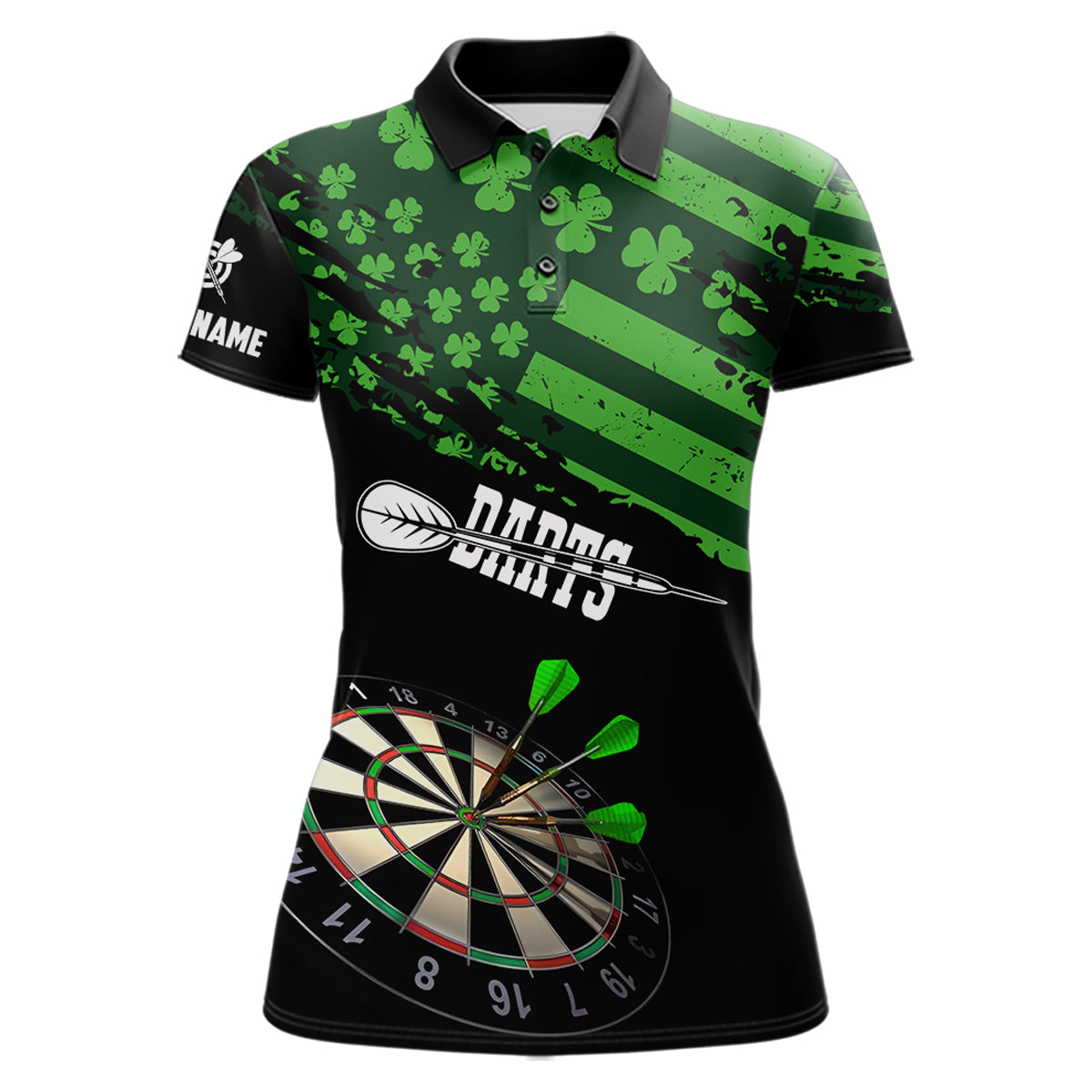 Personalized US Flag St Patrick Day Dart Shirts For Women Custom Luckiest Shamrock Darts Jerseys TDM5709