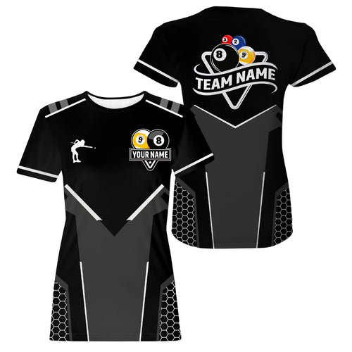 Personalized 8 Ball & 9 Ball Pool Billiard T Shirt For Women Custom Billiard Team Jerseys |White TDM3547