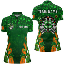Load image into Gallery viewer, Luckiest Shamrock Skull Dart Shirts For Women Custom Patrick Day Dart Jerseys TDM3554
