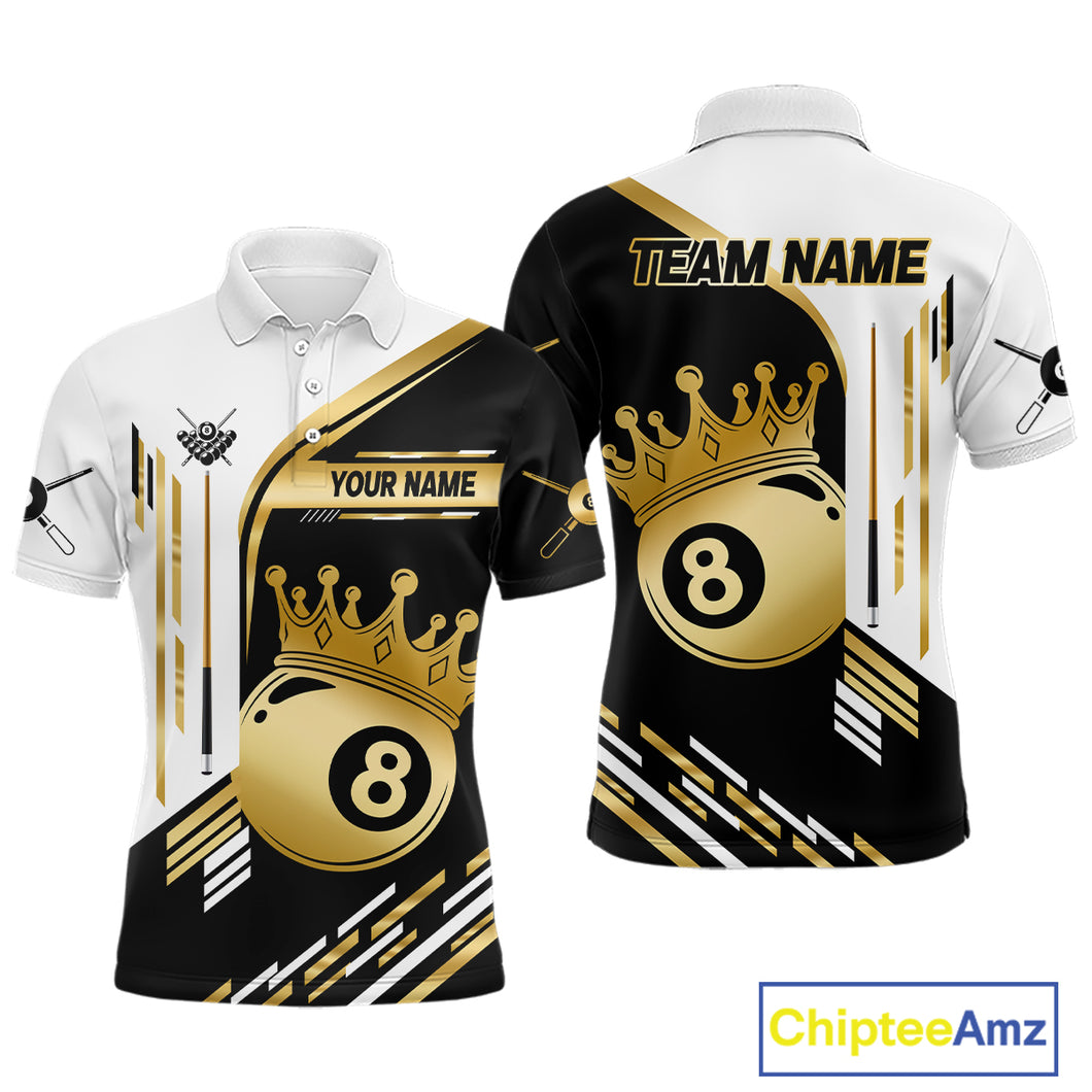 Personalized Golden 8 Ball Pool Crown Billiard Shirt For Men Custom Billiard Team Jerseys Uniform TDM4182