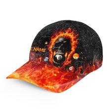 Load image into Gallery viewer, Personalized 8 Ball Flame Skull Fire Billiard Cap Hats Custom Name Billiard Baseball 3D Printing Caps TDM2009