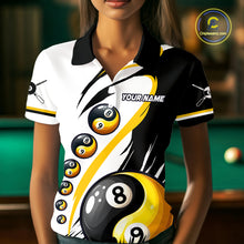 Load image into Gallery viewer, Personalized Yin-Yang Billiard Shirt For Women Custom 8 &amp; 9 Ball Funny Pool Team Jersey |Yellow TDM4572