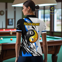 Load image into Gallery viewer, Personalized Yin-Yang Billiard Shirt For Women Custom 8 &amp; 9 Ball Funny Pool Team Jersey |Blue TDM4573